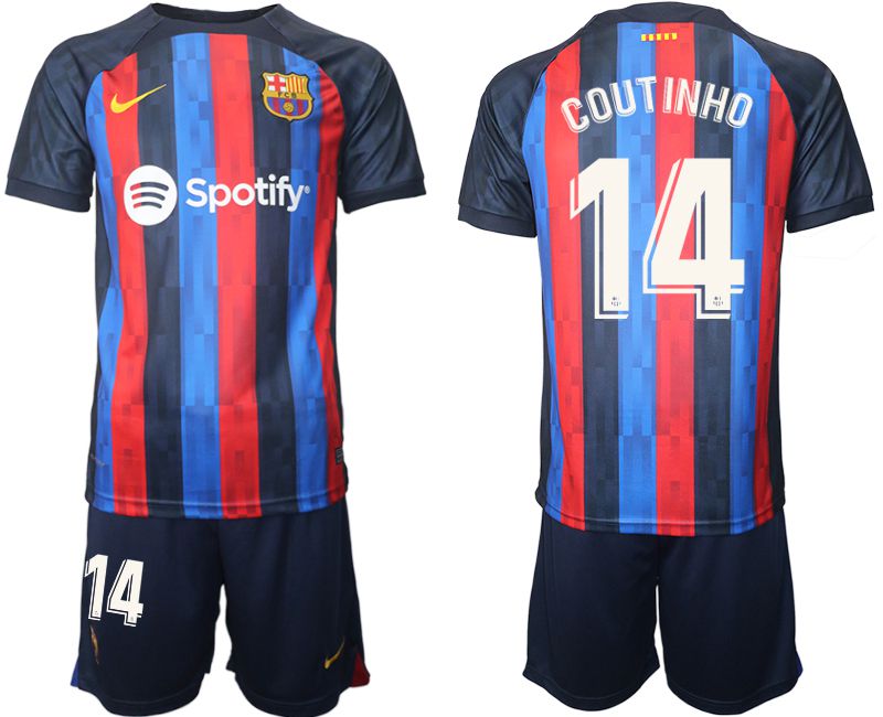 Men 2022-2023 Club Barcelona home blue #14 Soccer Jerseys->barcelona jersey->Soccer Club Jersey